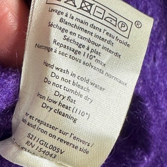 Sezane Marlow Knit Sweater Purple Size XS French Wool Kid Mohair Button V-Neck - Picture 8 of 13